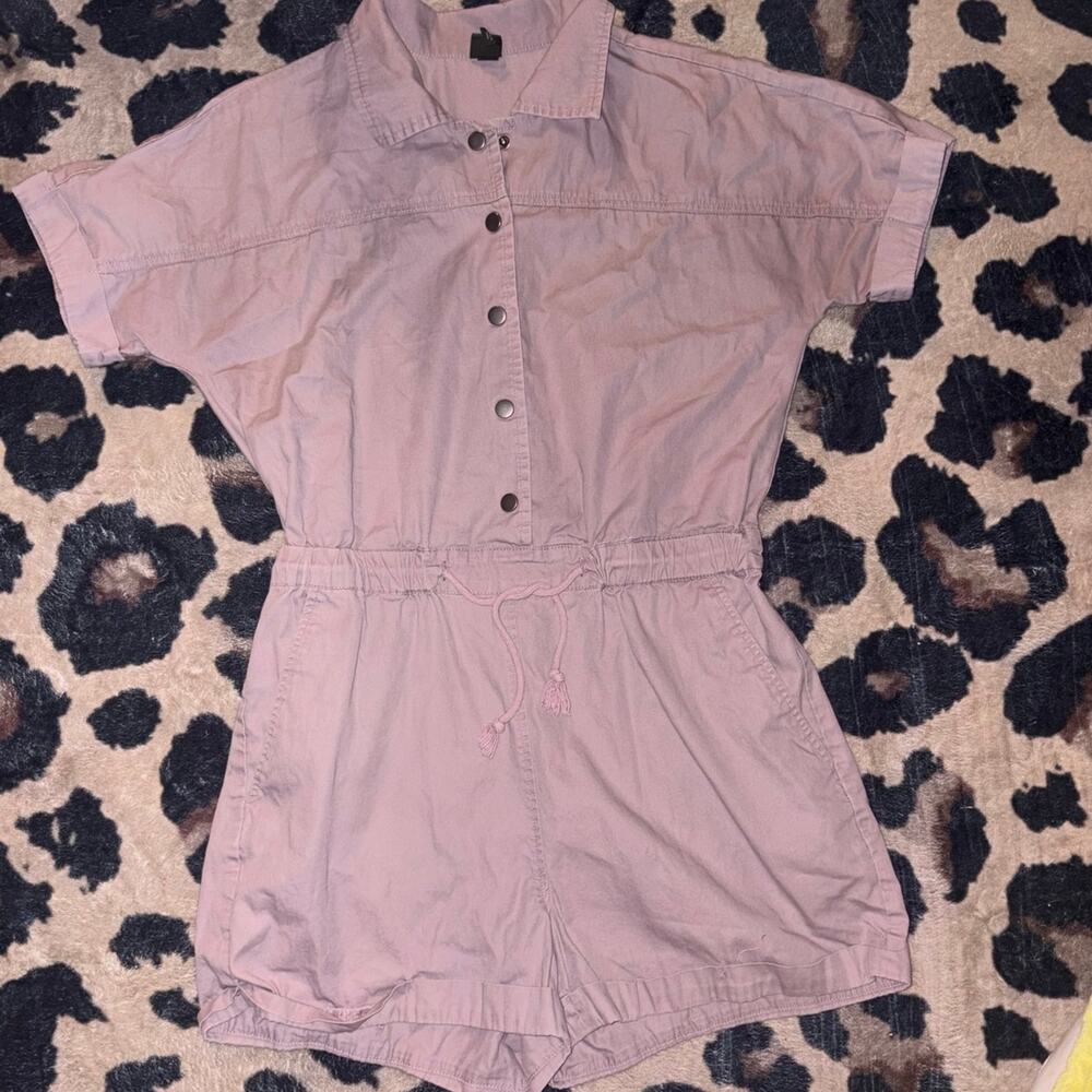 Wild Fable Mauve Pink Utility Romper Snap Front Drawstring Waist